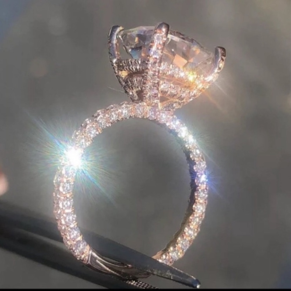 ☆6 CARAT 18K ROSE GOLD HUGE ROUND MORGANITE RING♡ - Picture 7 of 8